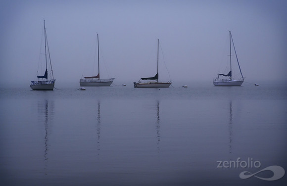 Sailboats In The Fog